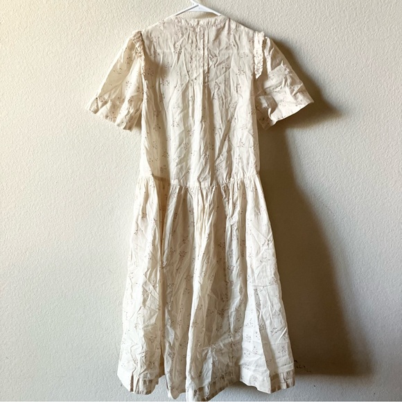 Free People Cottagecore Prairie Boho Oversized 70s Cotton Puff Sleeve Dress XS - Picture 10 of 16